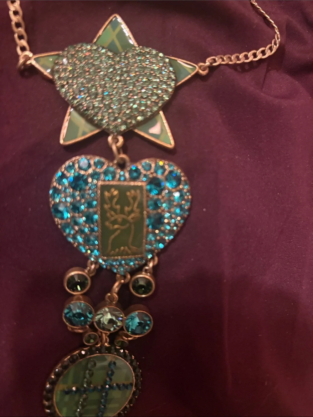 Rare Danish Design Pilgrim HEARTS/Stars etc Necklace Swarovski crystal galore!